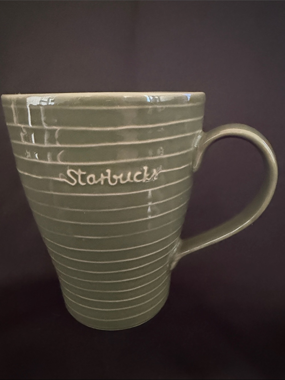 Starbucks Olive Green Striped Ceramic Mug